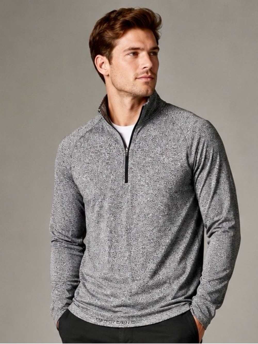Lululemon Mens Half Zip Pullover Heathered Gray Activewear Long Sleeve Top M EUC